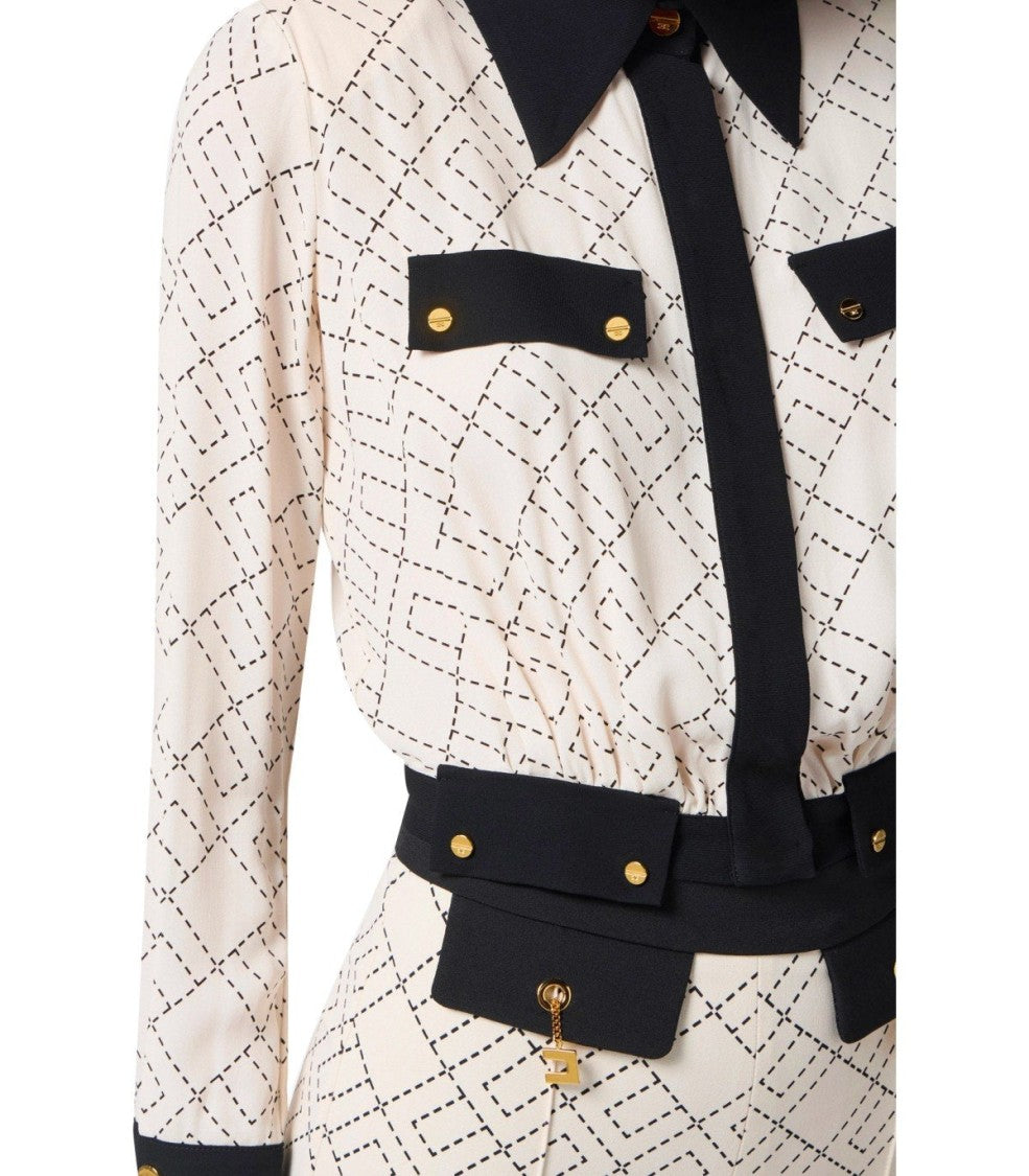 Elisabetta Franchi Milk Bicolored Shirt