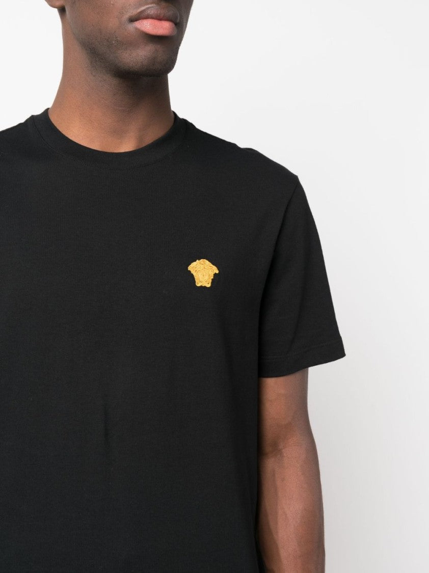 Versace Black Cotton T-Shirt With Iconic Medusa Logo
