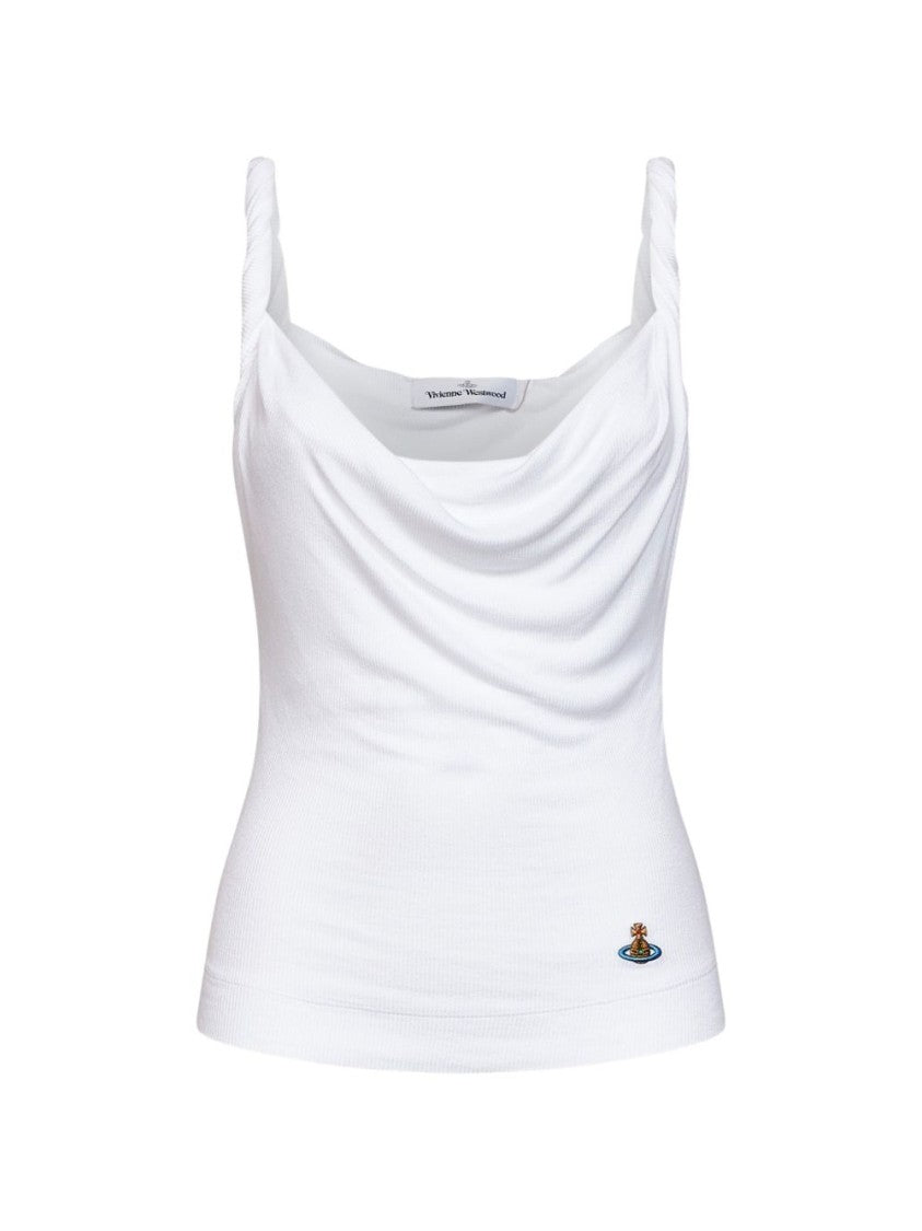 Vivienne Westwood Fitted Ribbed Draped Cowl Neck Top