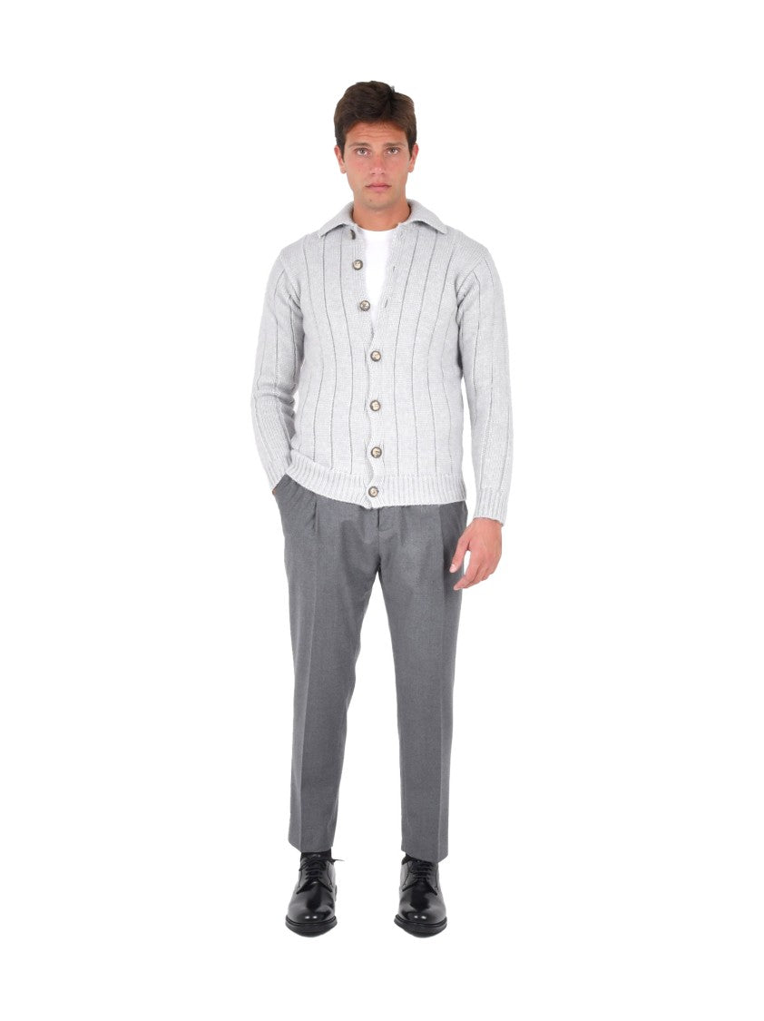 Franzese Collection Flat-Ribbed Knit Alpaca Blend Cardigan