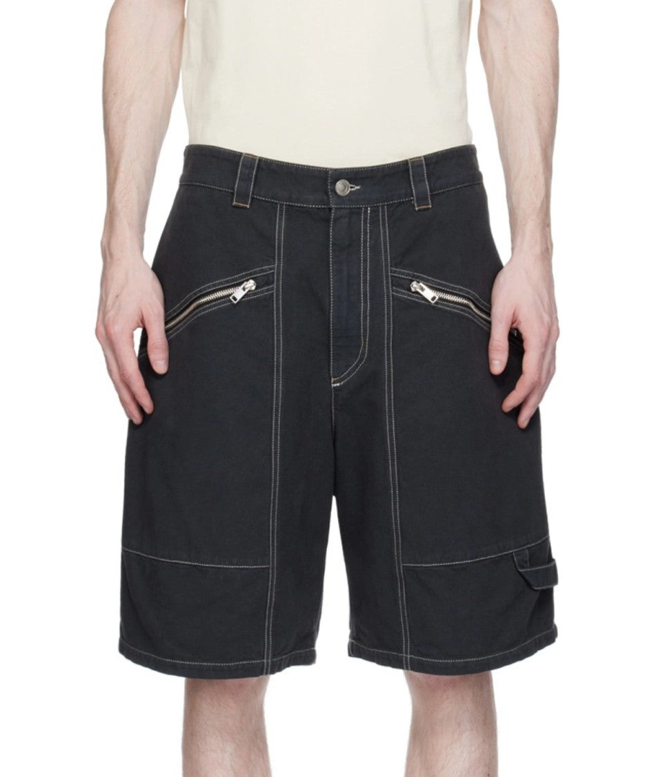 Isabel Marant Relaxed-Fit Black Shorts With White Stitching