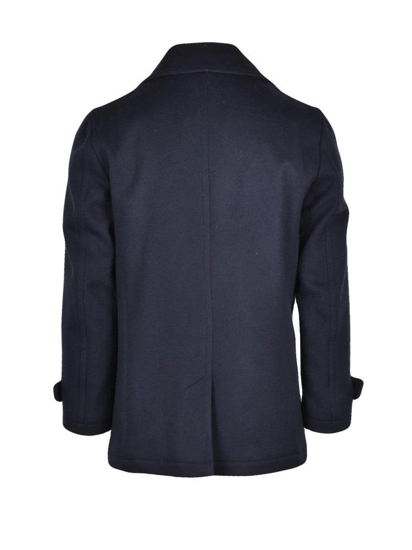 Savese Club Midnight Blue Double-Breasted Virgin Wool Peacoat