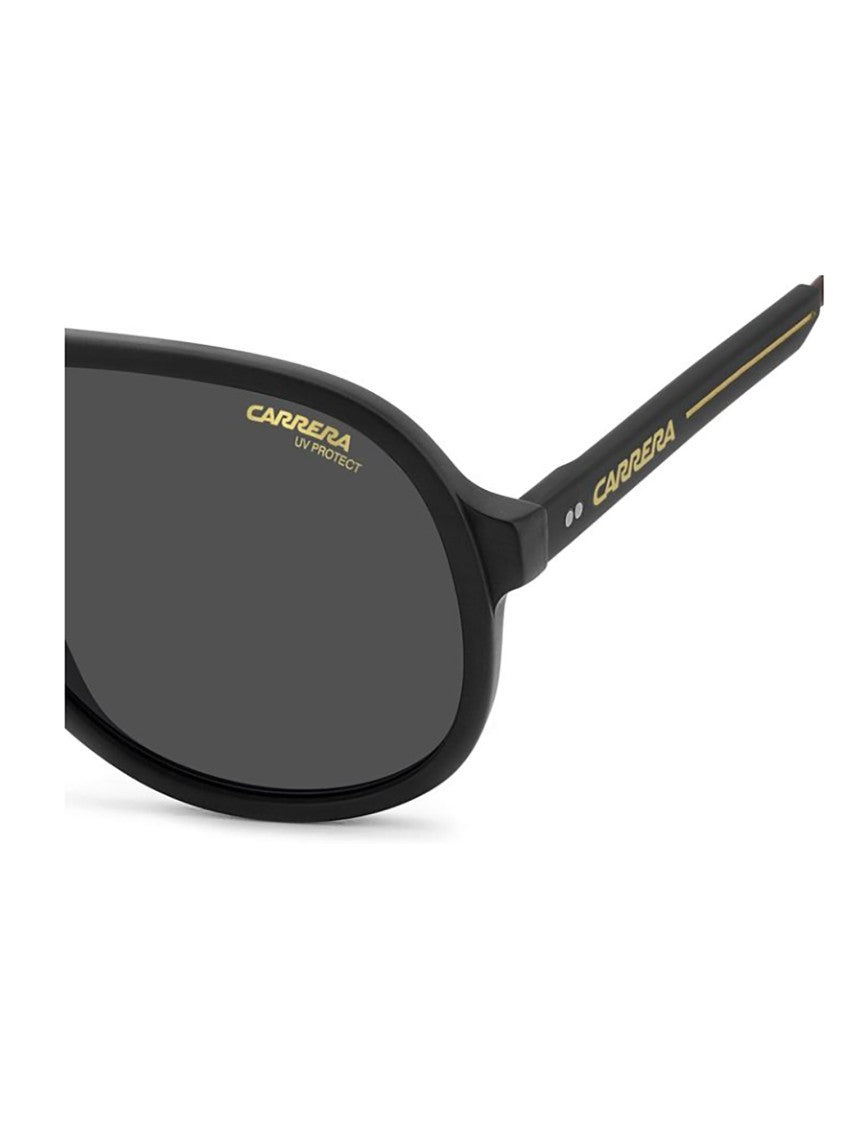 Carrera Black Acetate Aviator Sunglasses With Gold Accents