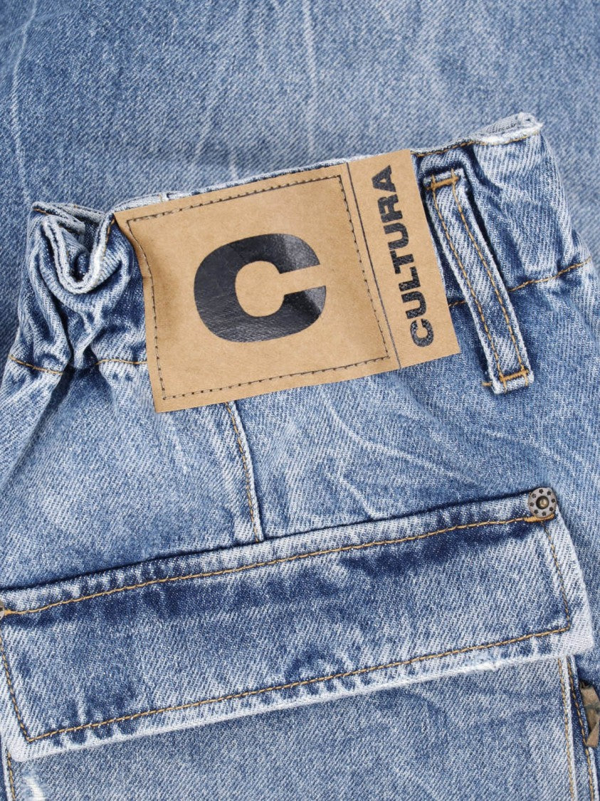 Cultura Light Blue High-Waisted Denim Shorts With Relaxed Fit