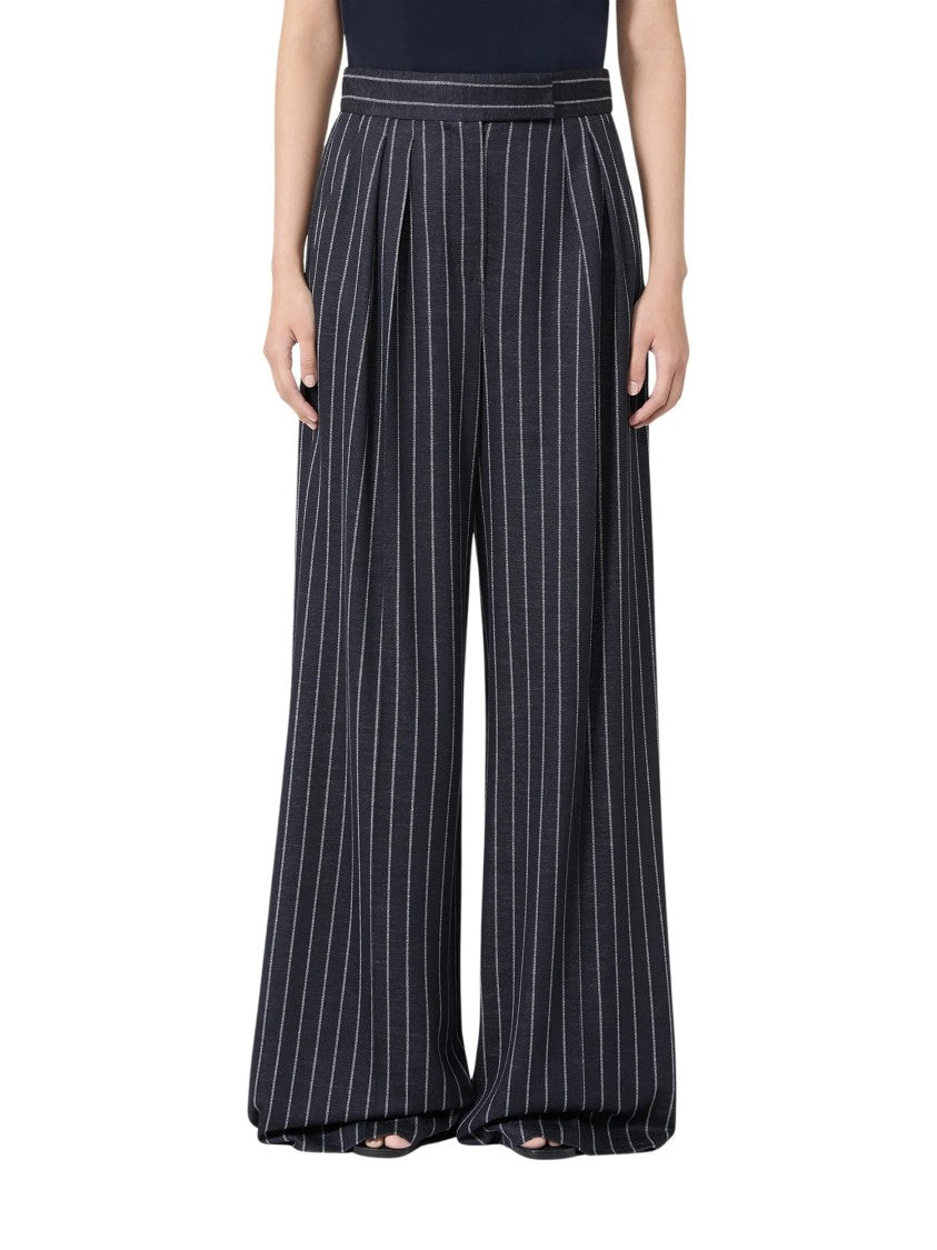 Max Mara Balta Pinstriped Pleated Wide-Leg Pants