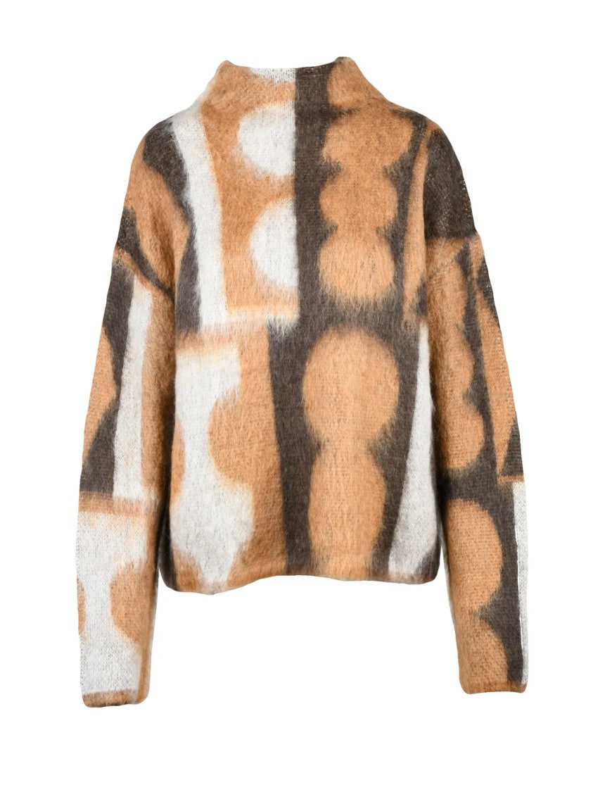 Eloise Renouf X Pennyblack Boxy Cropped Knit Sweater With Geometric Pattern