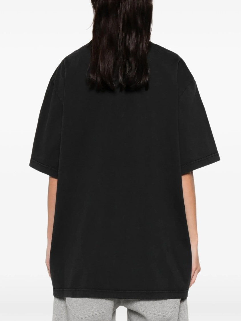The Attico Black Oversized Curved Hem Cotton T-Shirt