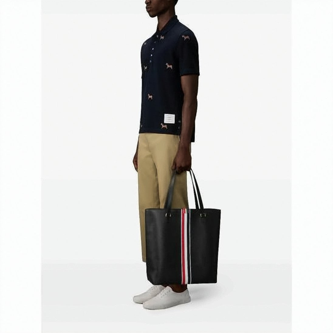 Thom Browne Textured Calf Leather Medium Tote