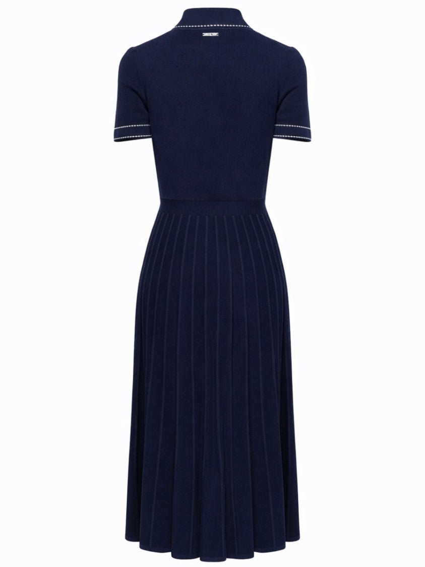 Michael Michael Kors Knitted Polo Dress In Vertical Ribbed Design