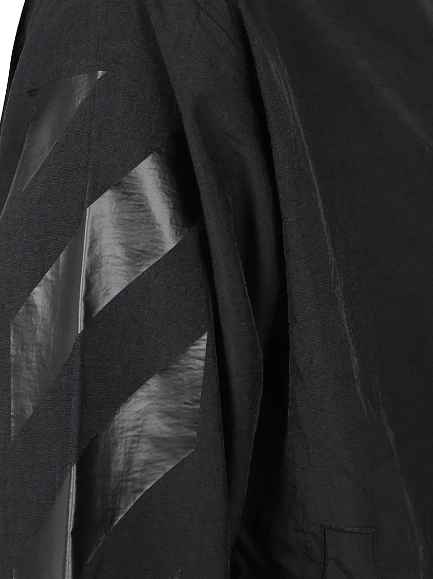 Off-White Cropped High Collar Jacket With Glossy Accents