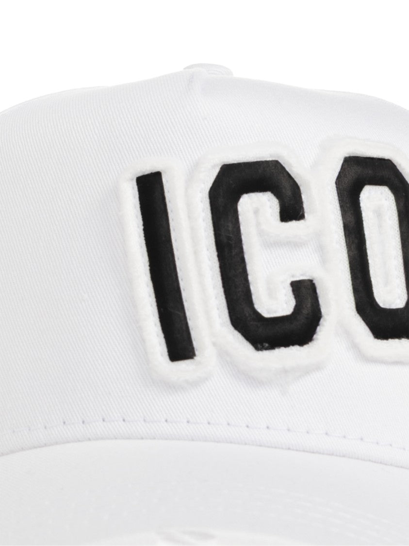 Dsquared2 White Iconique Logo Cotton Baseball Cap
