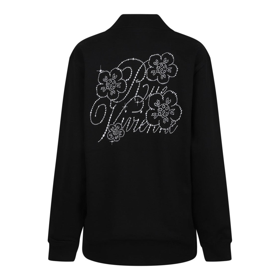 Kenzo Black Button-Up Cardigan With Floral Embroidery