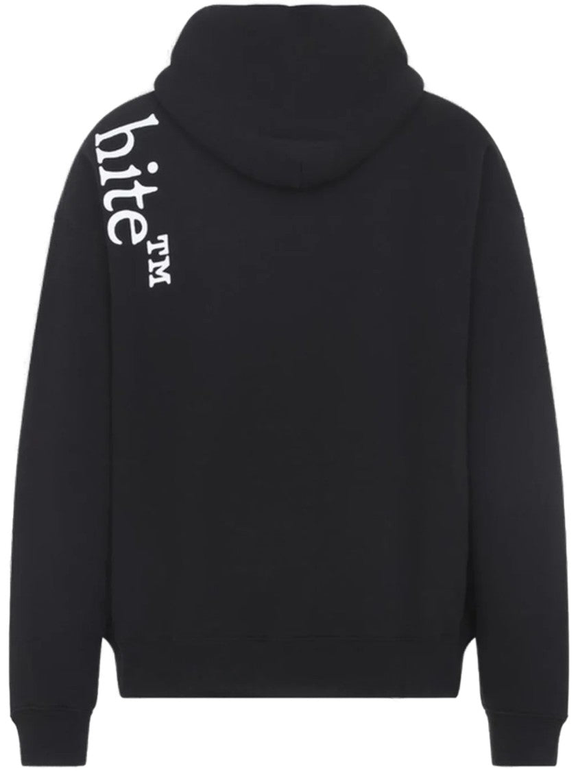 Off-White Relaxed Fit Black Hoodie With Vertical Text Detail