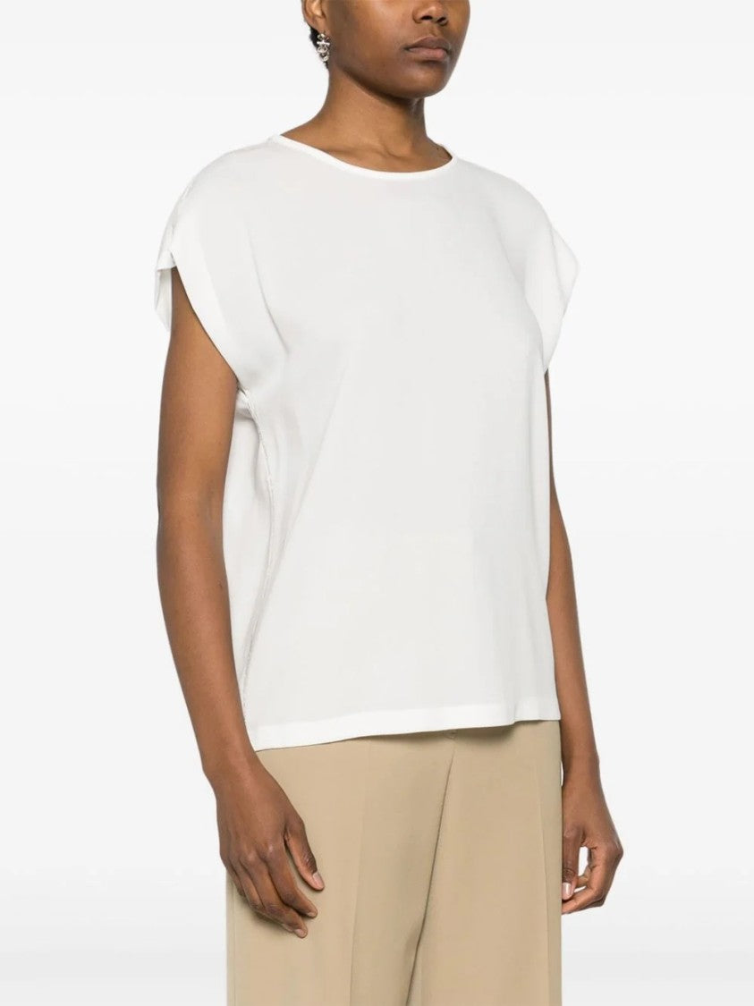 Fabiana Filippi Viscose Blend Top With Design And Cap Sleeves