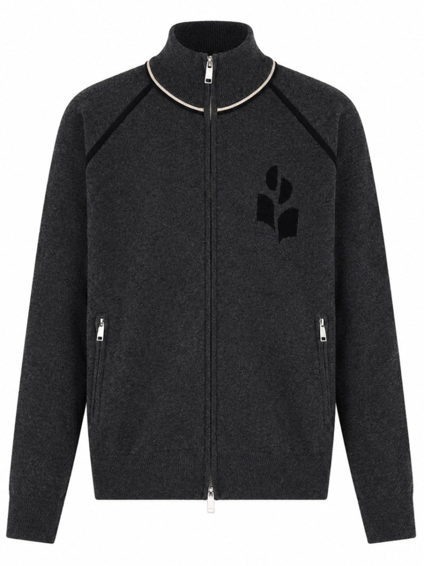 Isabel Marant Étoile Lanya Full Zip High Collar Cotton-Blend Cardigan
