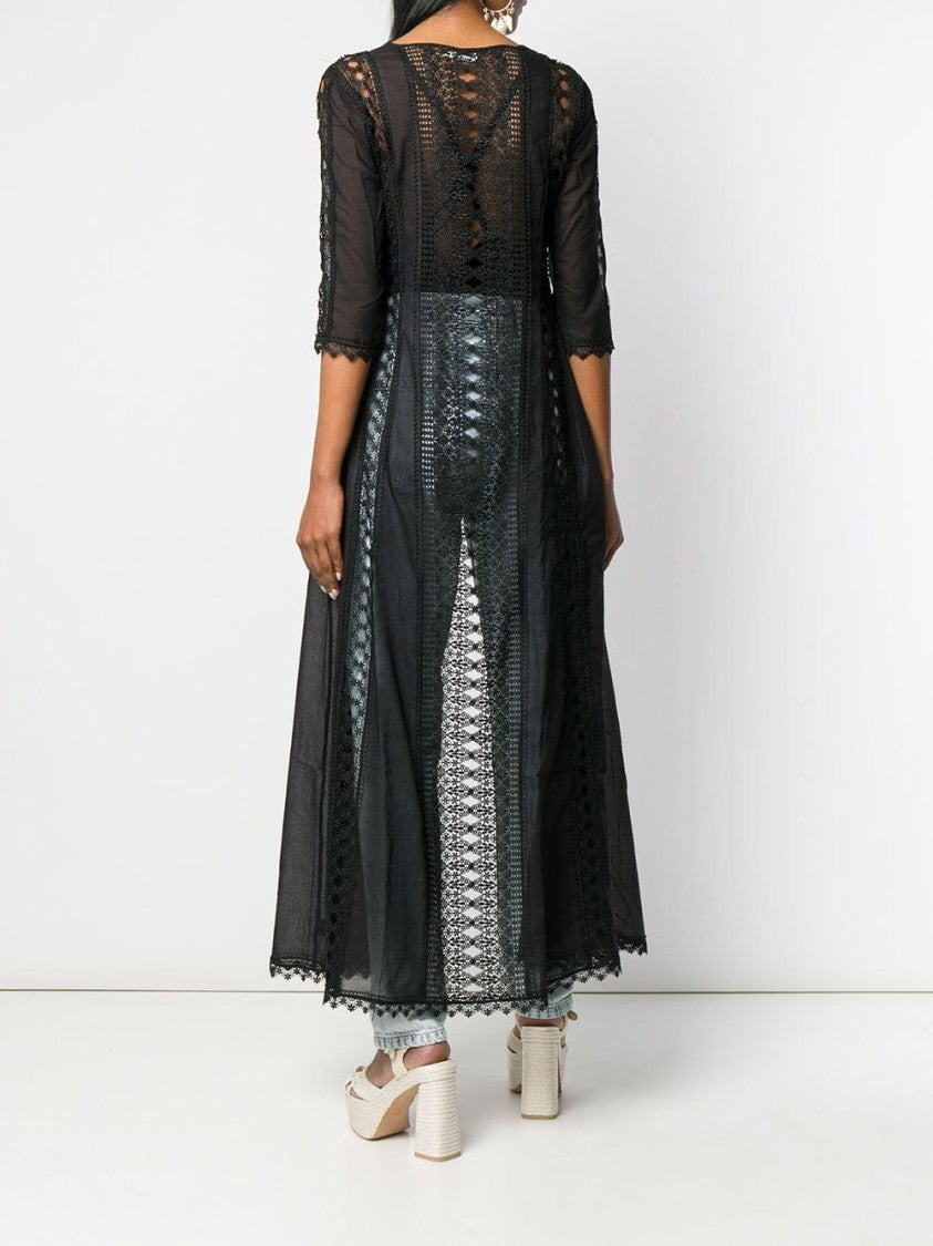 Charo Ruiz Ibiza Long Sheer Black Jacket With Lace Detailing