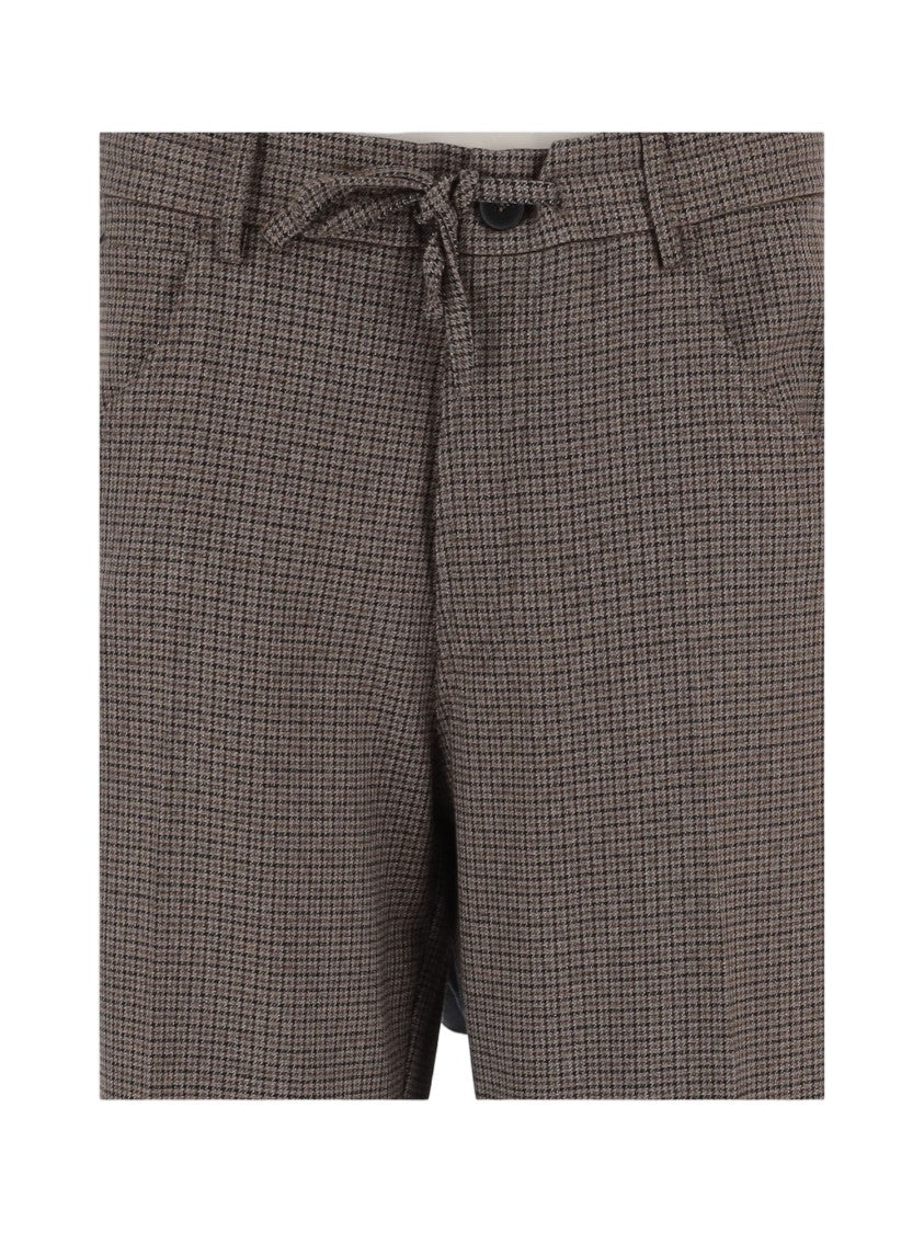 Darkpark Brown Pied De Poule Stretch-Viscose Cropped Pants