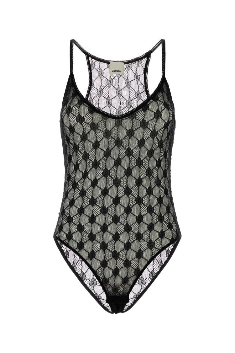 Isabel Marant Black Stretch Lace Mildy Bodysuit