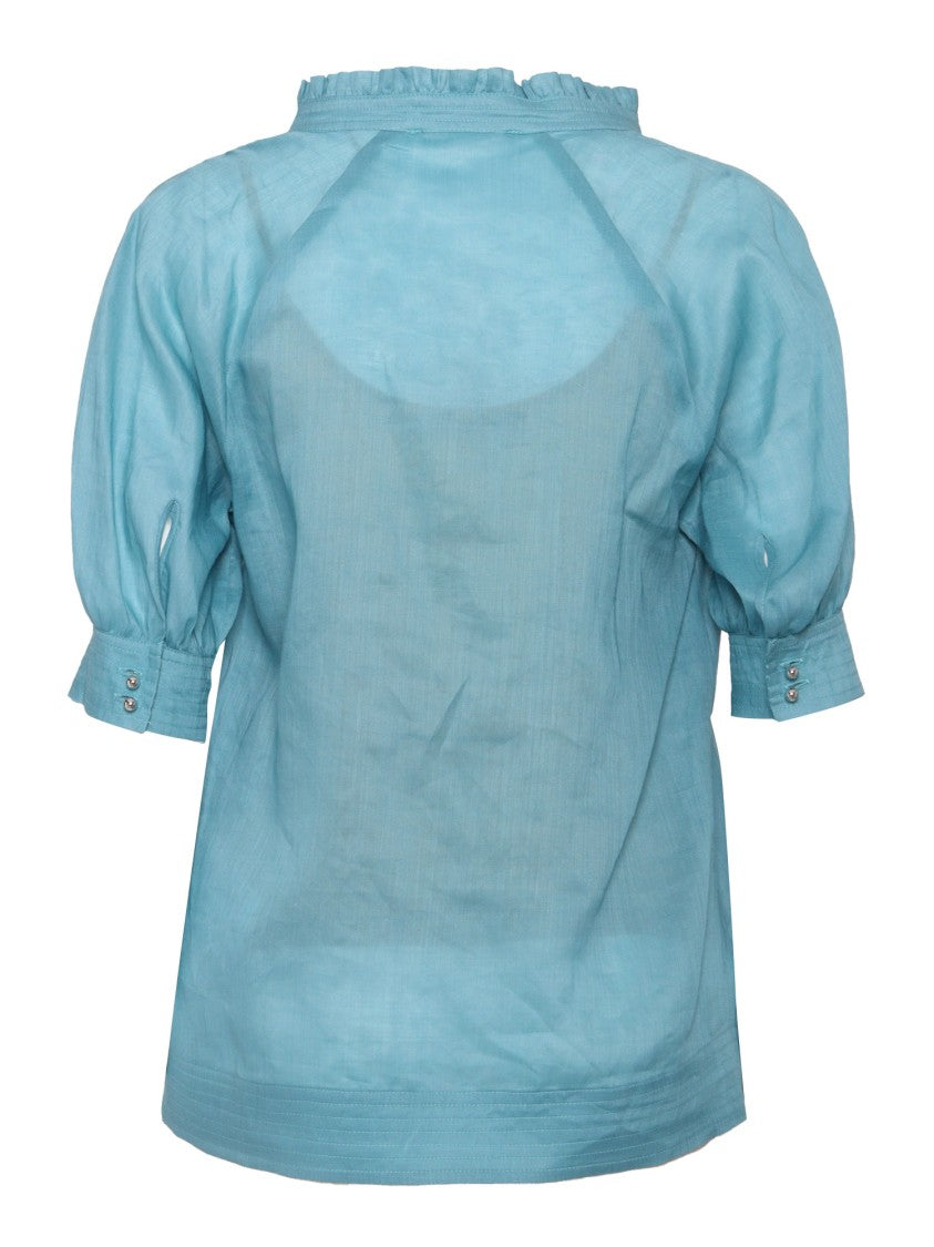 Max Mara Relaxed Fit Tunic With Delicate Ruffle Collar