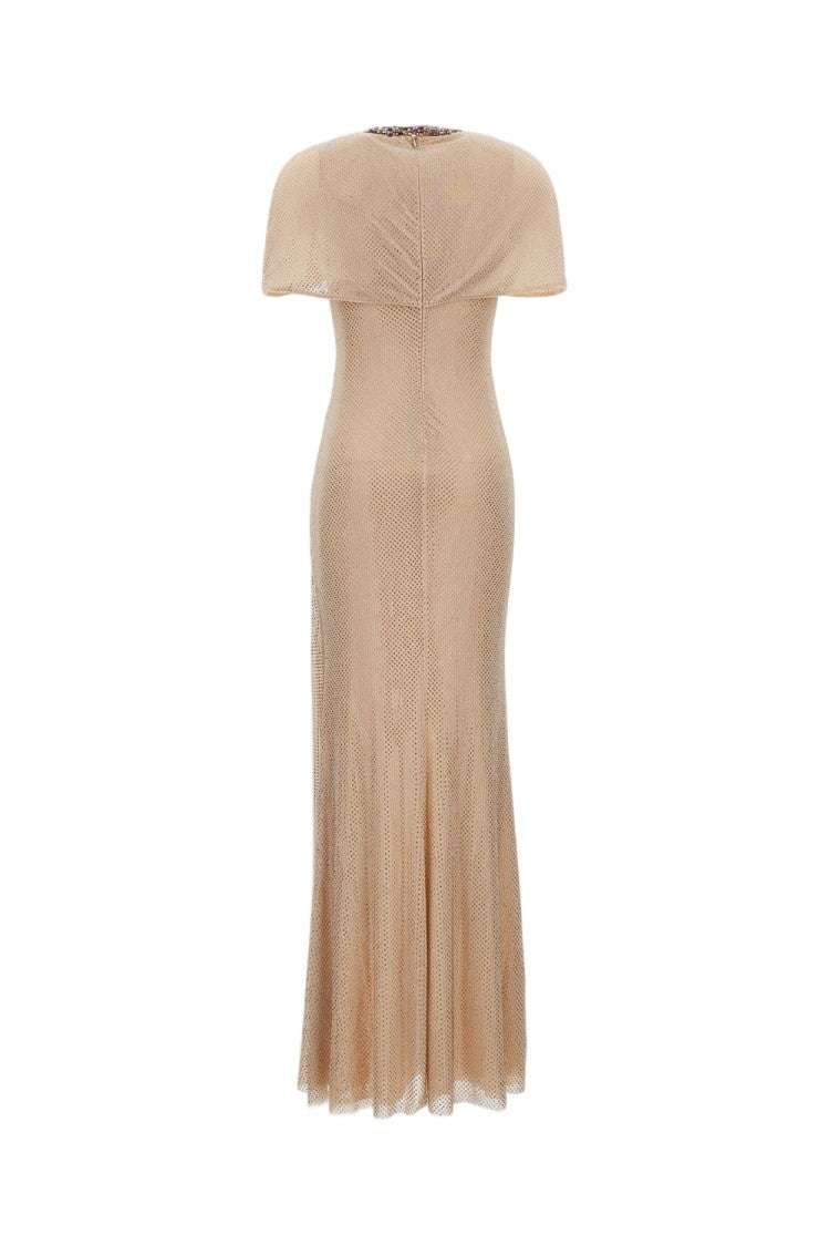 Self-Portrait Champagne Rhinestone Maxi Dress