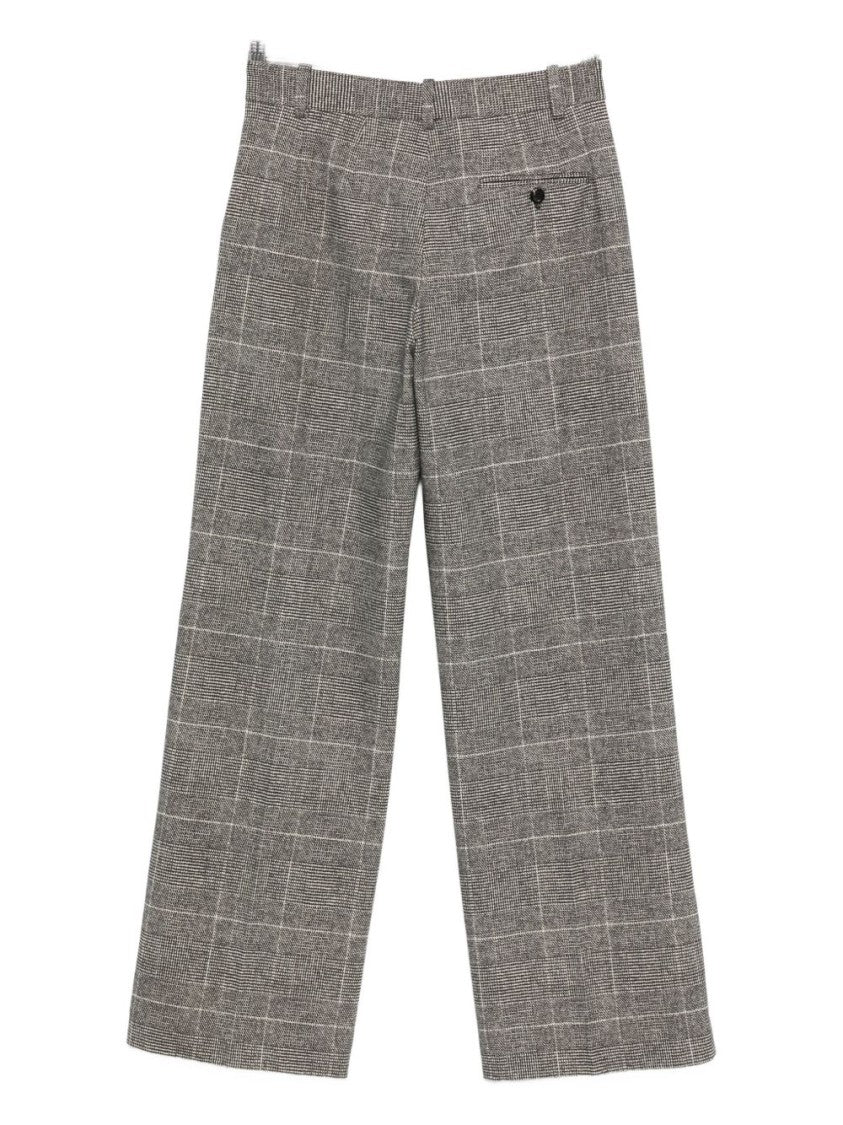 Circolo 1901 Grey Checkered Wide-Leg Trousers With High Waist