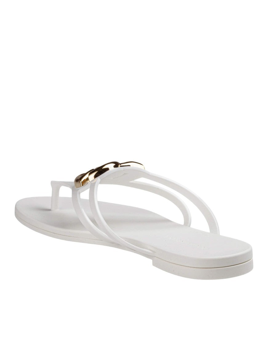 Dolce & Gabbana Rubber Beachwear Slides With Gold-Plated Logo Accents