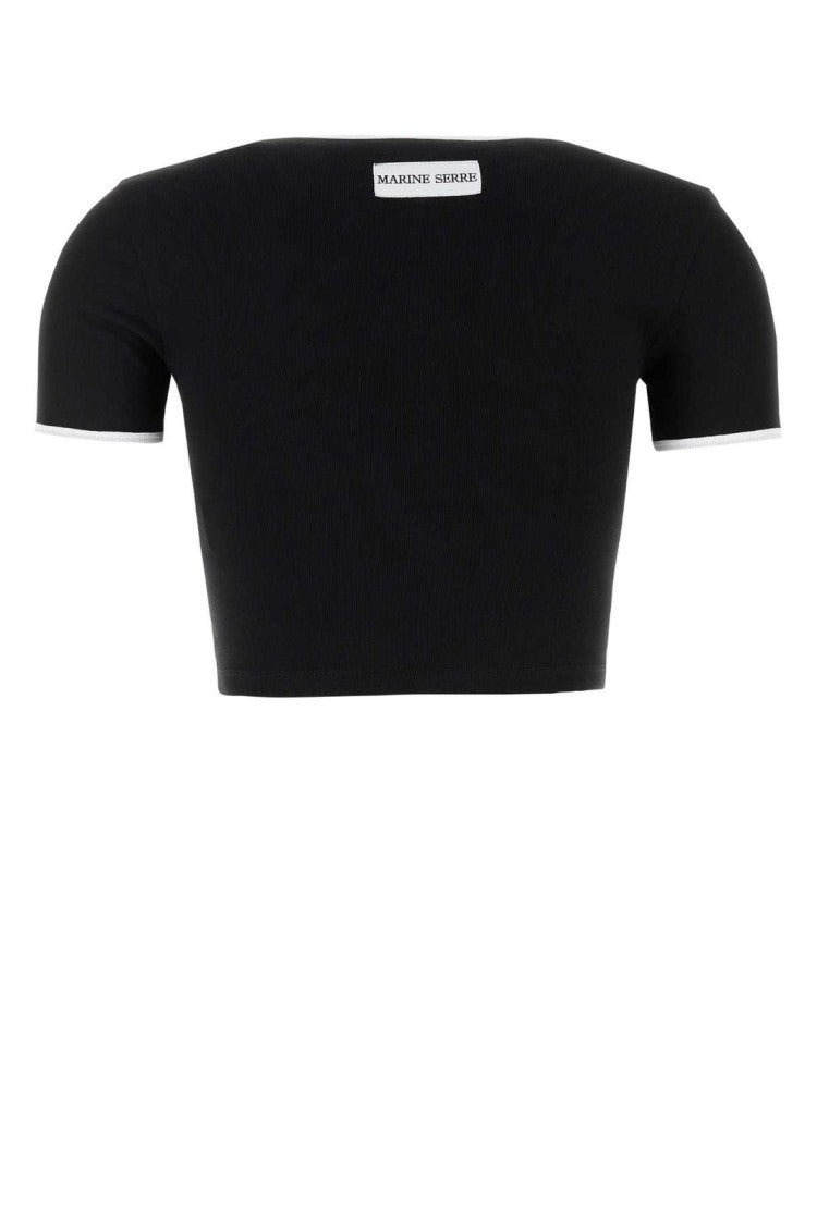 Marine Serre Fitted Black Crop Top