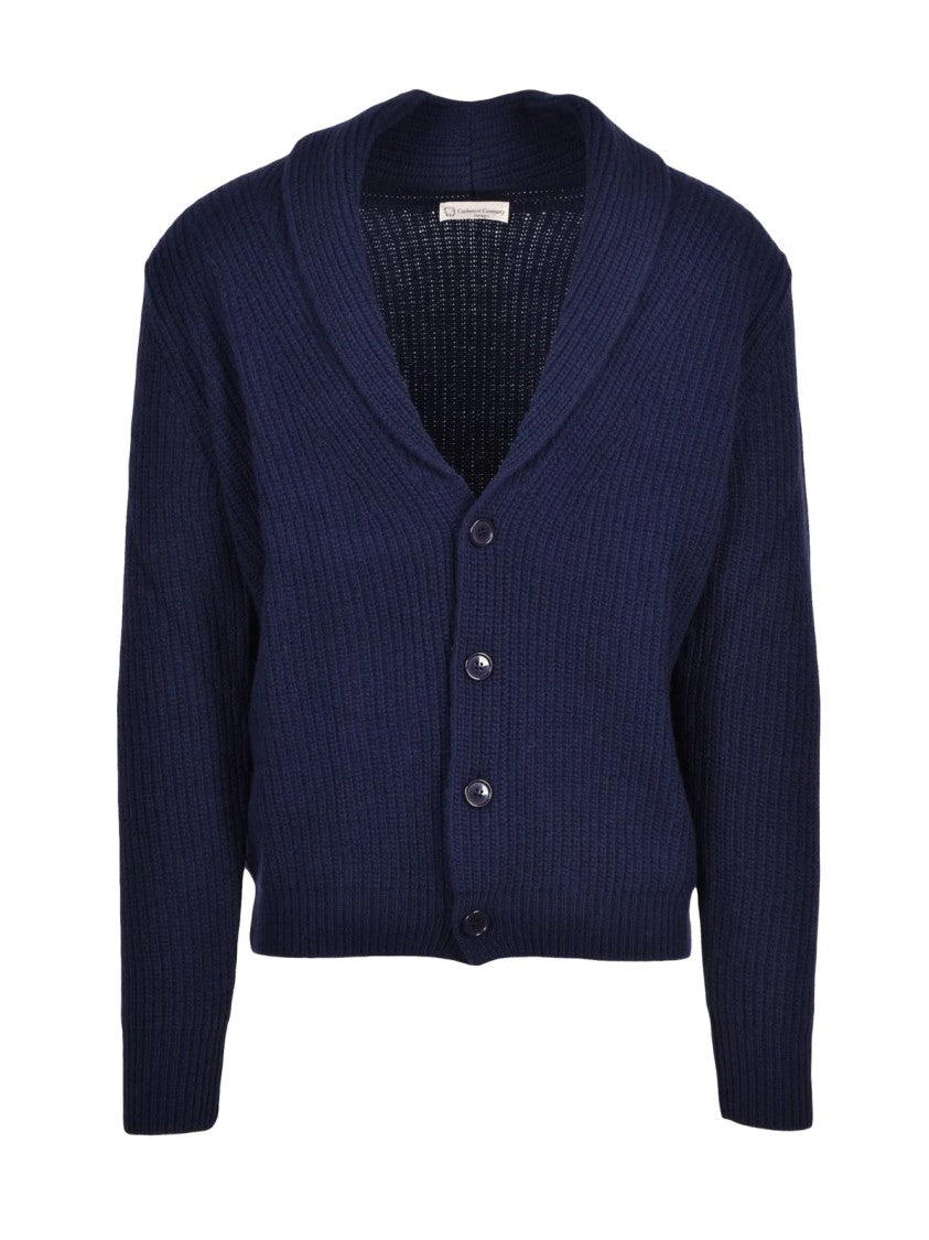 Cashmere Company P. Shawl Collar Ribbed Cashmere Blend Cardigan