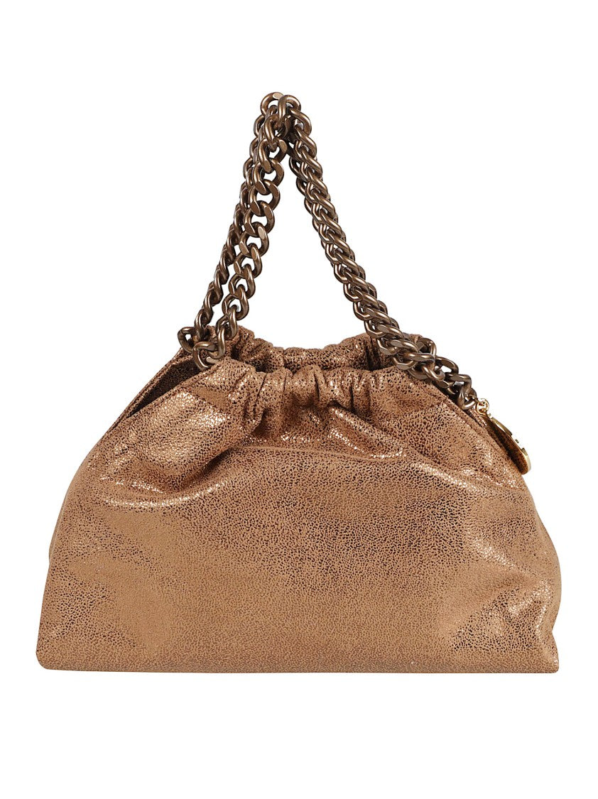 Stella Mccartney Slouchy Brown Handbag With Metallic Sheen