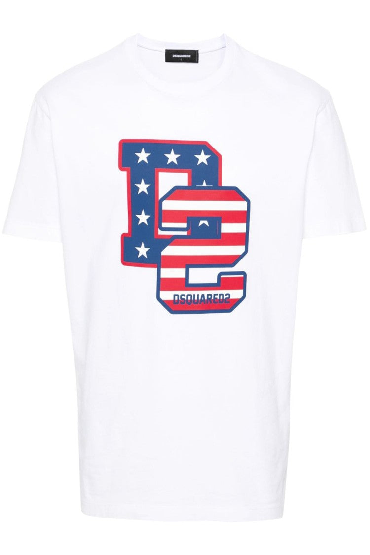 Dsquared2 White Cotton Graphic-Print T-Shirt