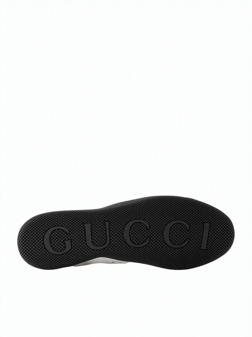 Gucci Smooth Leather Sneakers With Red