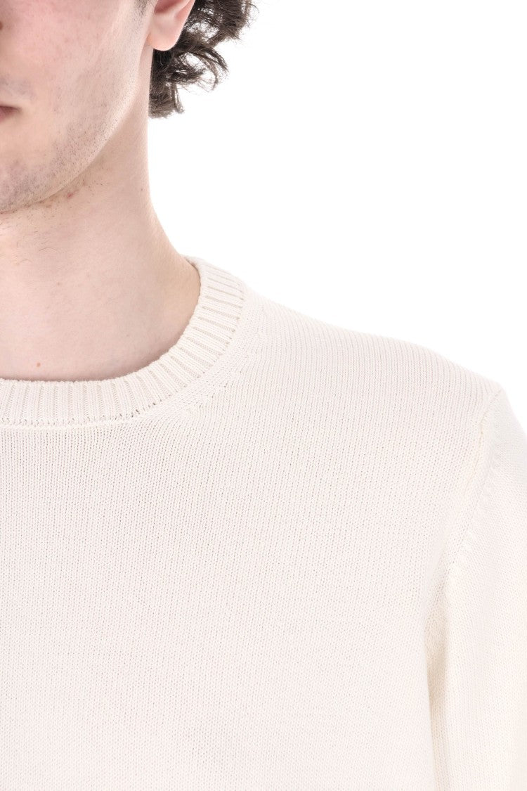 Drumohr White Gauge 8 Cotton Crewneck Sweater
