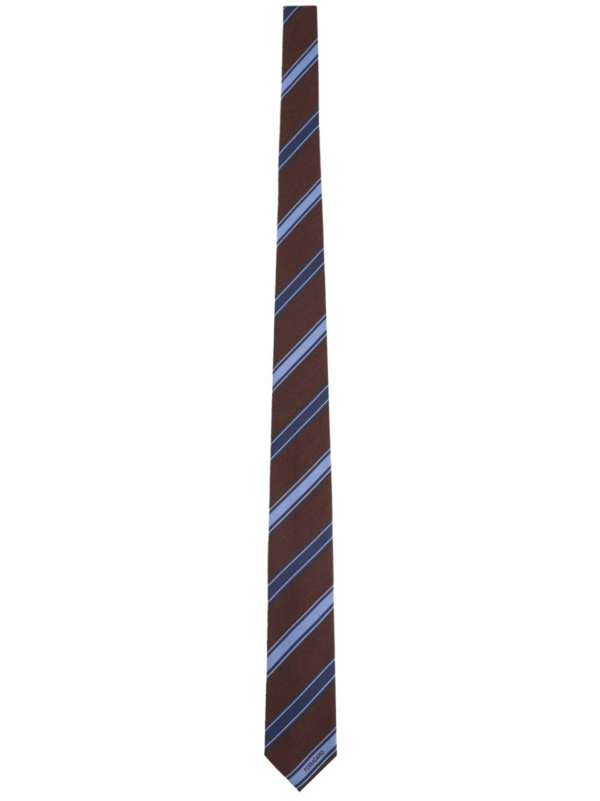 Ferragamo Diagonal Striped Silk-Wool Italian Tie