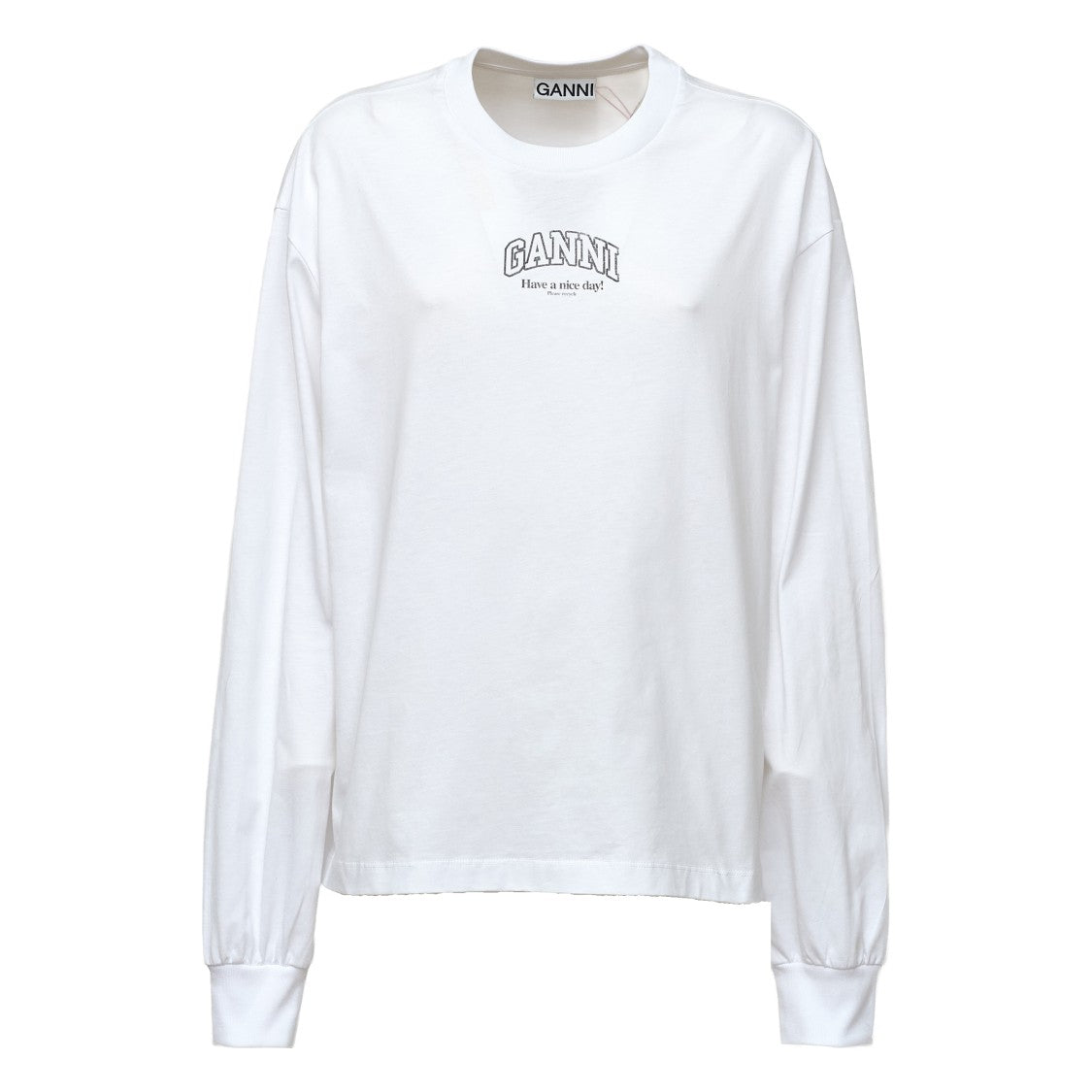 Ganni Essential Basic Logo Long-Sleeve T-Shirt
