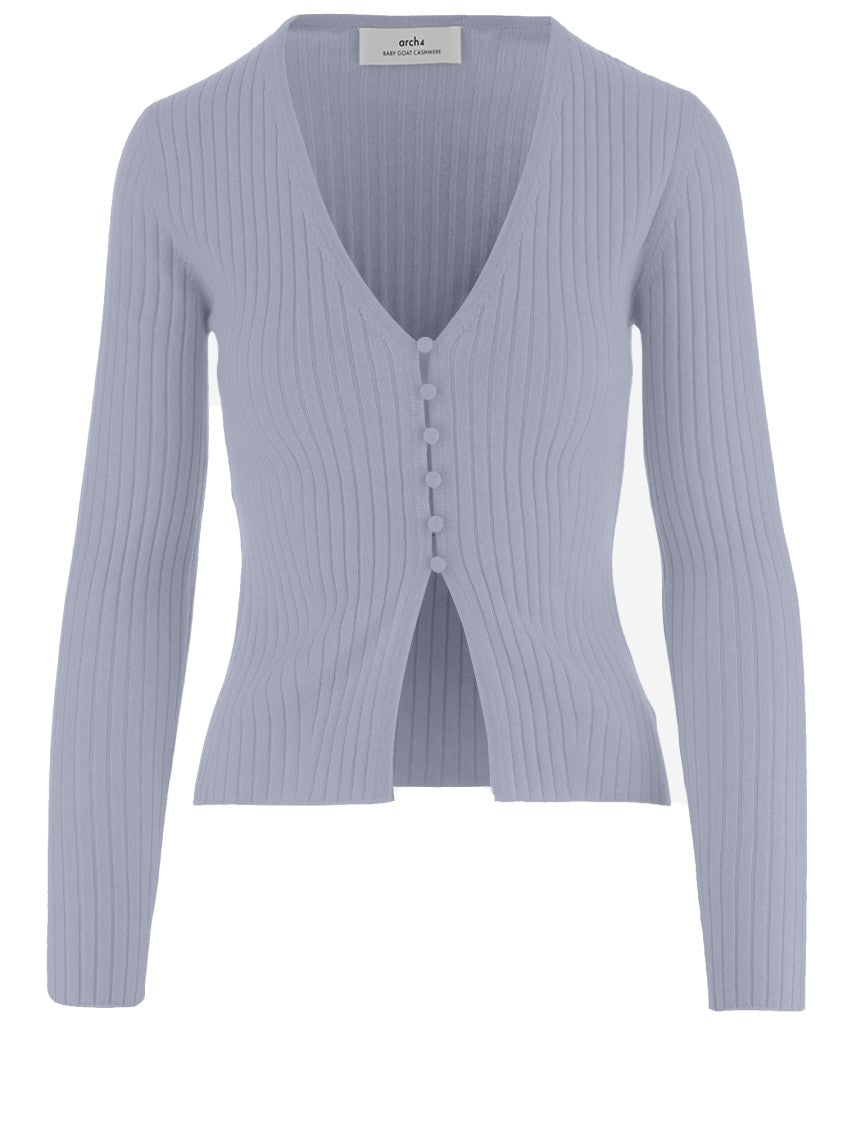Arch4 Ribbed Knit Cashmere Cardigan With V-Neck