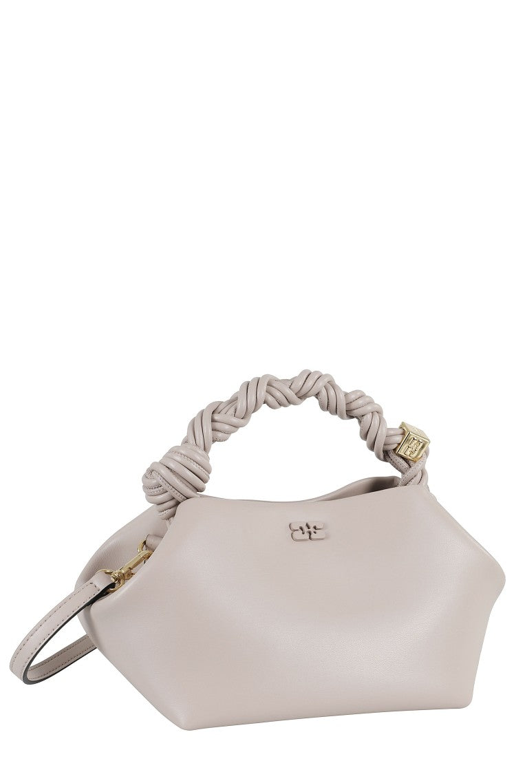 Ganni Gray Bou Small Hexagonal Braided Strap Recycled Leather Tote Bag
