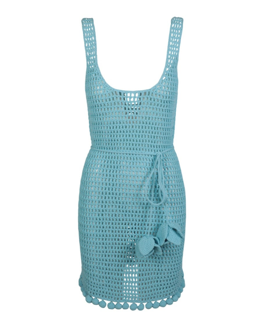 Burberry Crochet-Knit Belted-Waist Sleeveless Dress