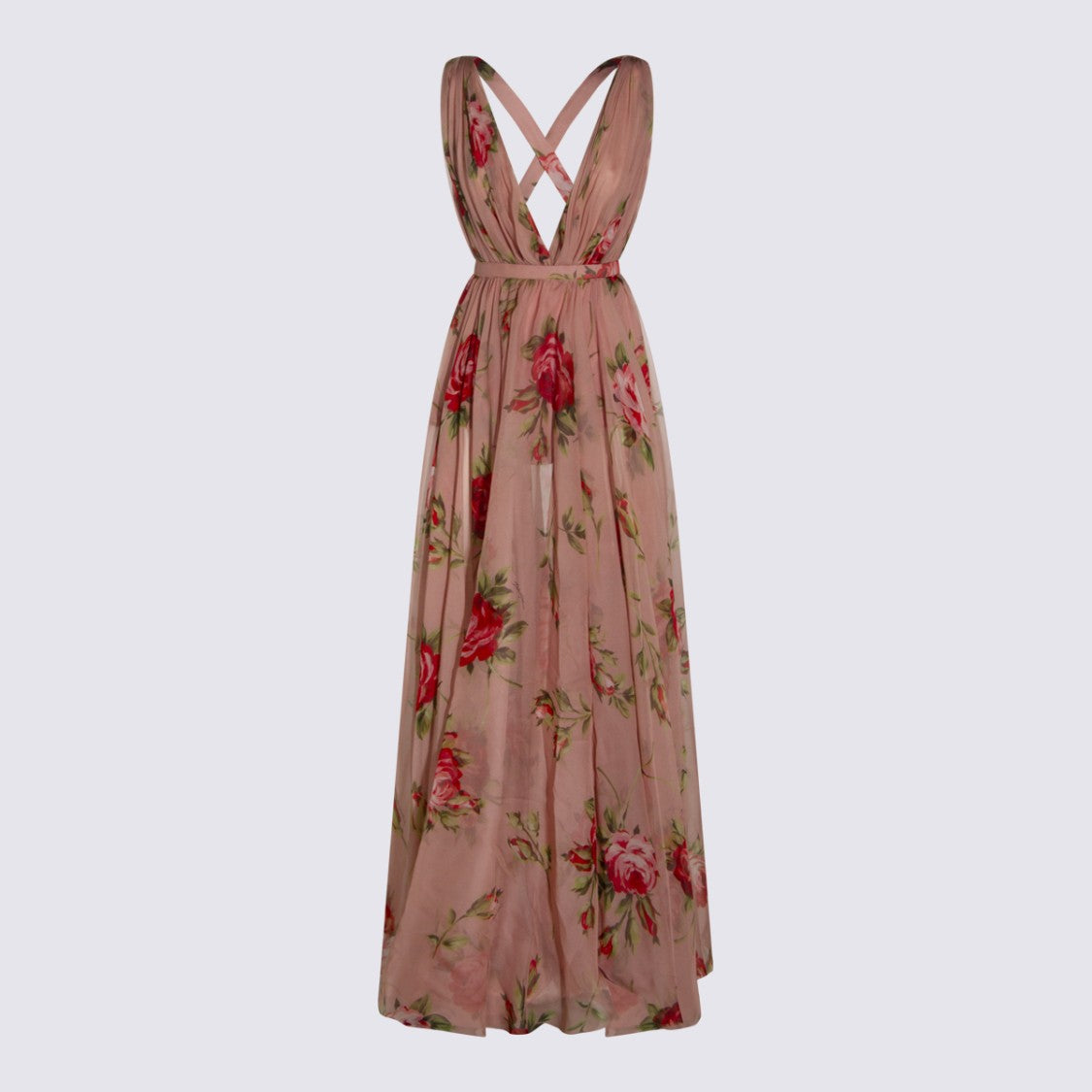 Dolce & Gabbana Pink Silk Floral Maxi Dress