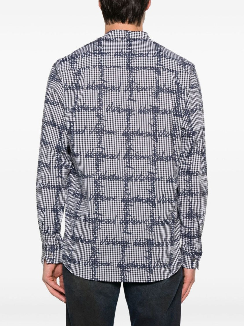 Vivienne Westwood Black Gingham Logo Print Mock Shirt