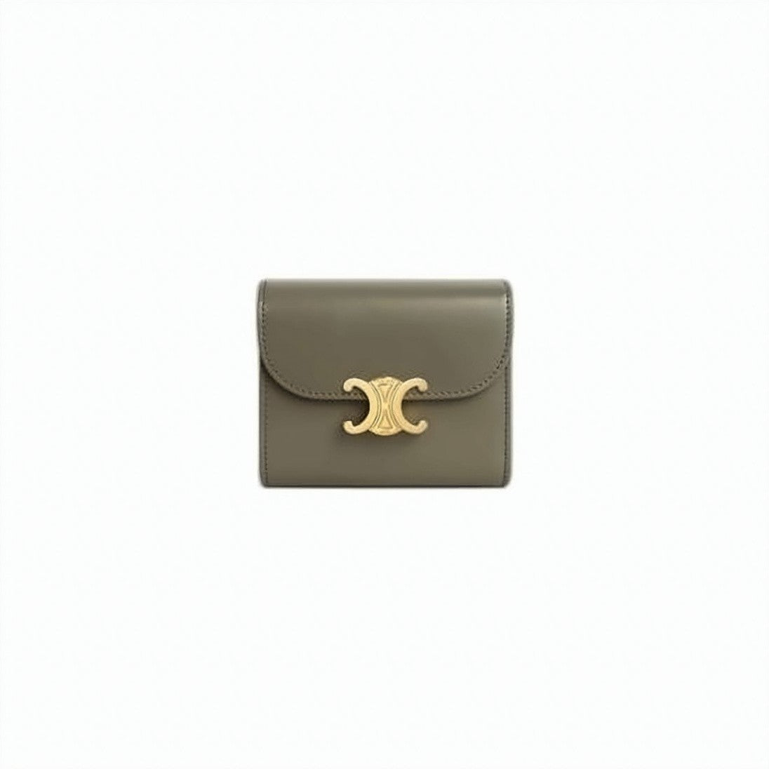 Celine Compact Rectangular Leather Accessory With Gold-Tone Emblem