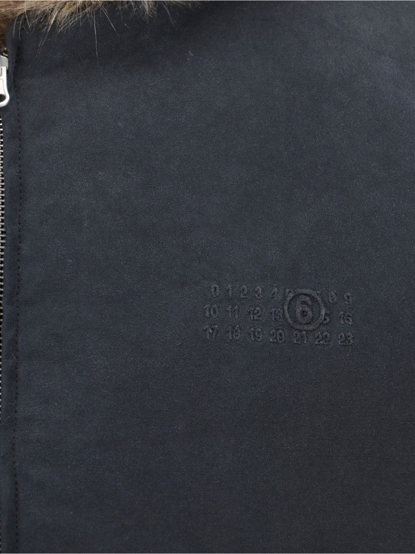 Mm6 By Maison Margiela Black & Brown Faux Fur Reversible Zip Jacket