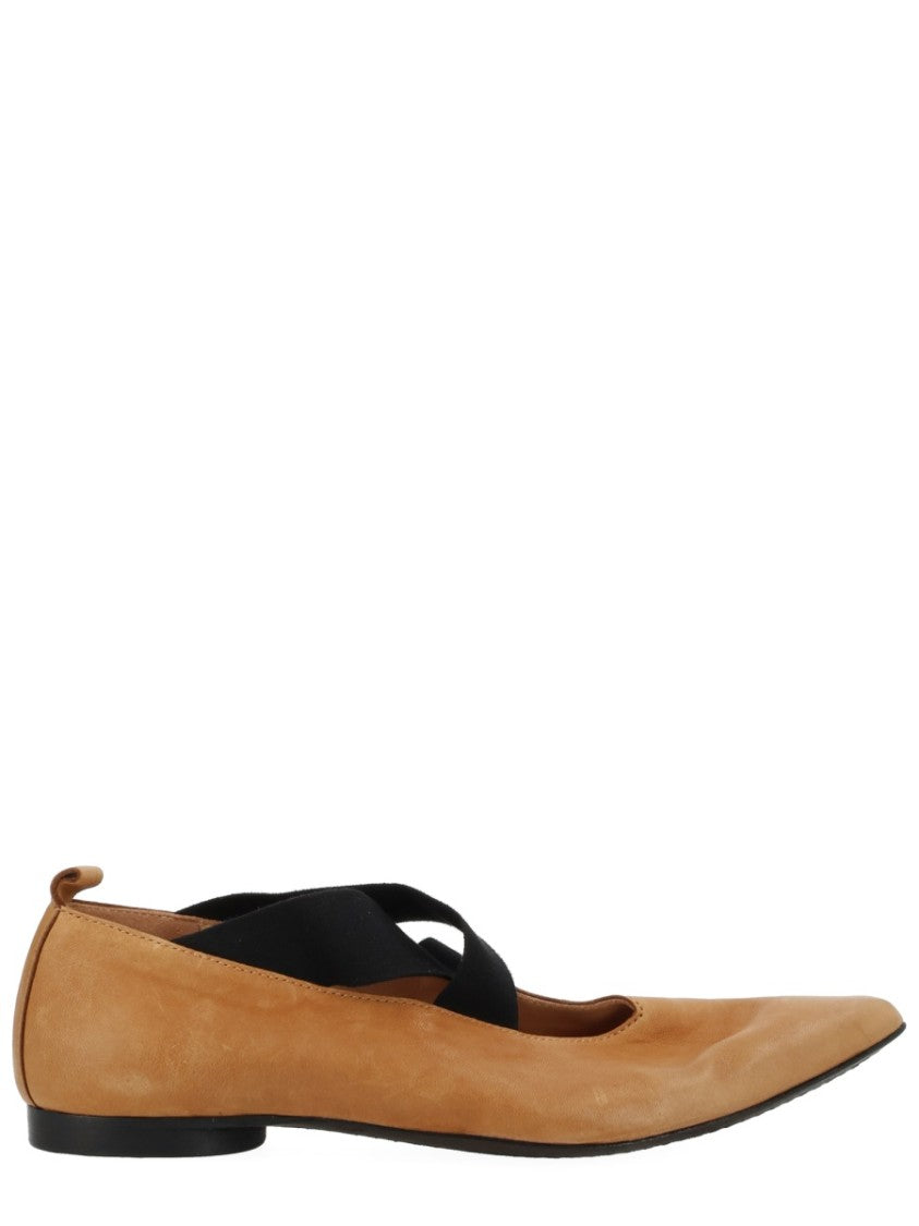 Uma Wang Pointed Toe Tan Elastic Flats
