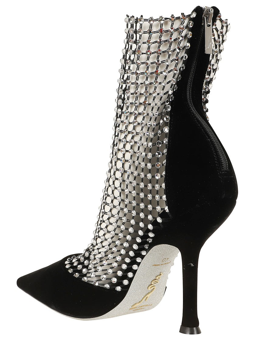 René Caovilla Black Velvet Pumps