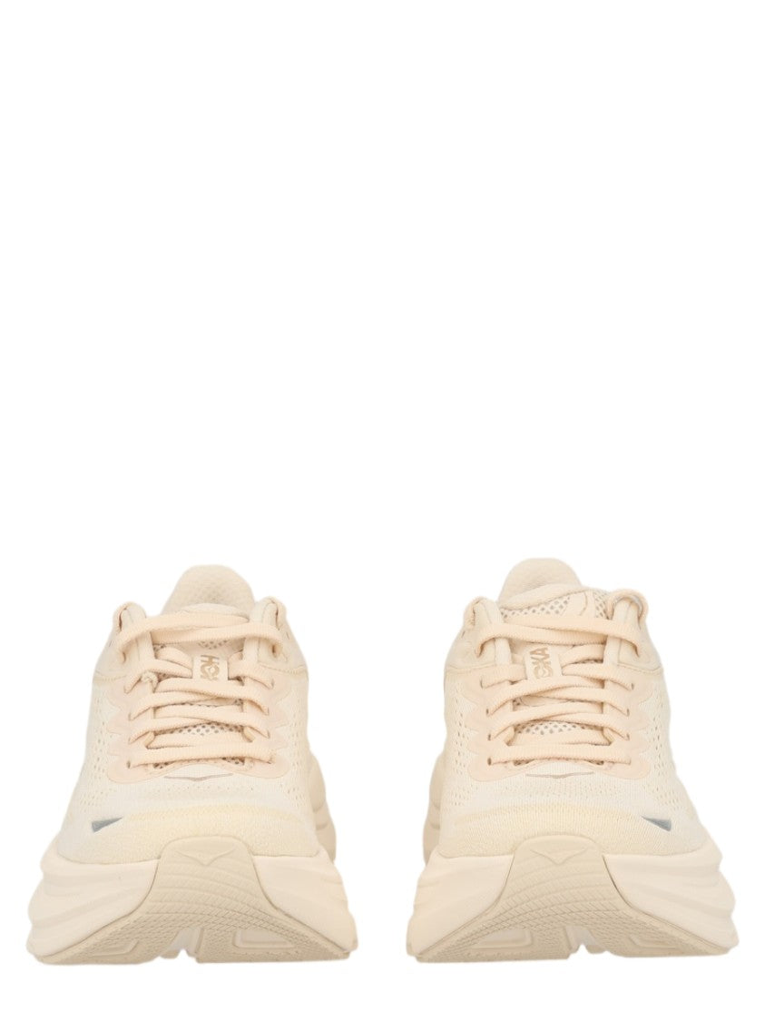 Hoka Chunky Sole Ivory Sneakers With Smooth Seamless Upper
