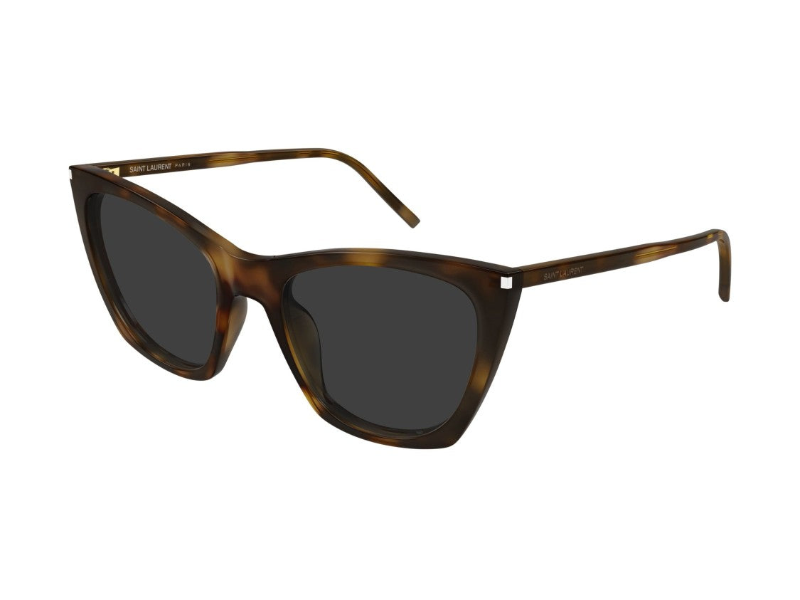 Saint Laurent Sl 214 Kate Thin Metallic Tortoiseshell Oversized Cat-Eye Sunglasses
