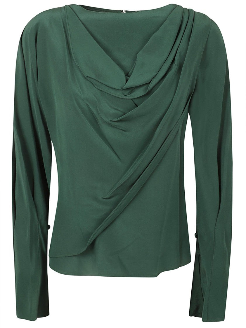 Chloé Draped Neckline Silk Shirt With Fitted Back