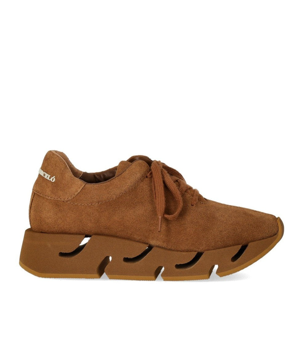 Paloma Barceló Brick Suede Pia Sneakers With Cut-Out Rubber Sole