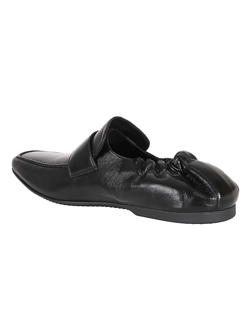 Balenciaga Moccasin-Style Black Goat Leather Flat Shoes With Metallic Logo