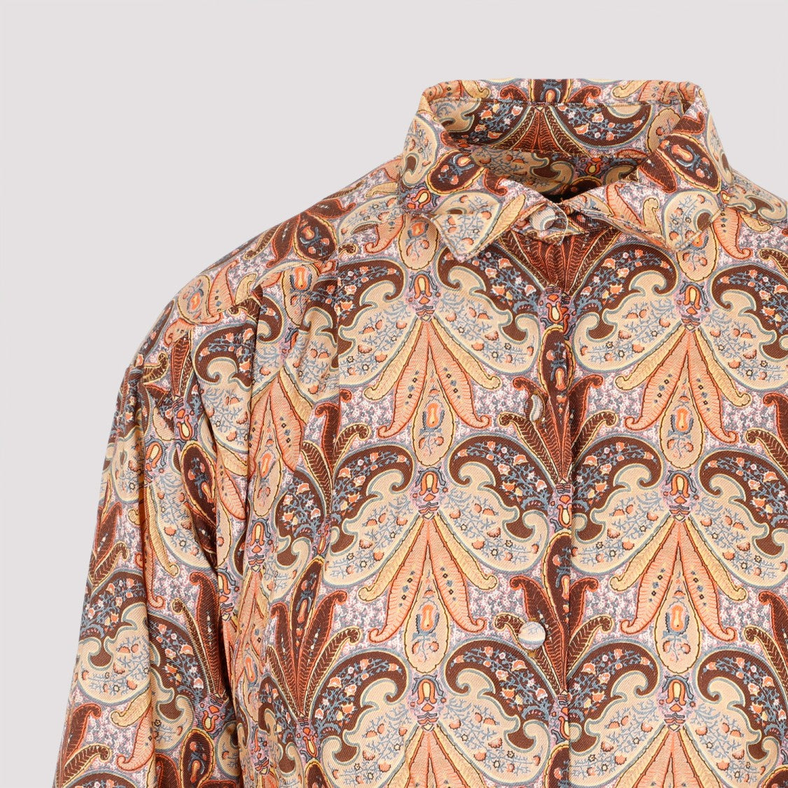Etro Brown Wool And Silk Printed Shirt Dress