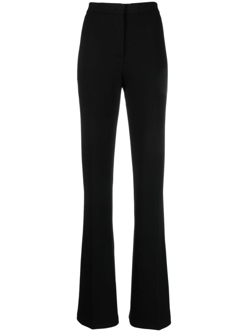 Pinko High-Waisted Black Crepe Trousers With Concealed Fastening